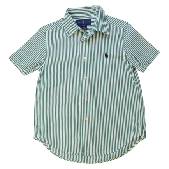 Ralph Lauren Other - Ralph Lauren Kids Green and White Striped Button Down Shirt Size 4T